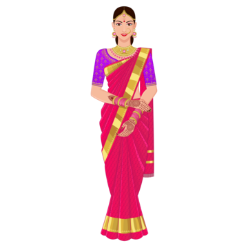 pngtree-south-indian-lady-wearing-pink-silk-saree-for-wedding-png-image_6482885